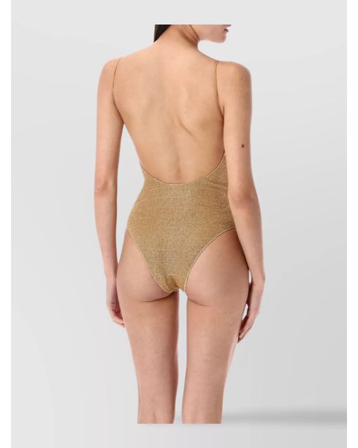 Oseree Natural Shimmering Strappy High-Cut Swimsuit