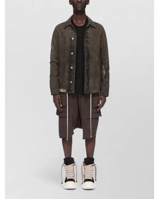 Rick Owens Brown Cotton Drop-Crotch Cargo Bermuda Shorts for men