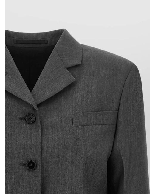 Jil Sander Black Tailored Blazer Long Sleeves Notched Lapel