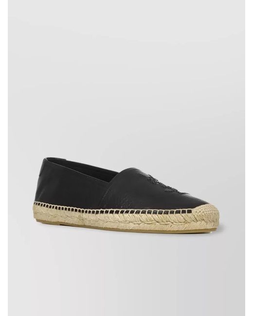 Saint Laurent Black Leather Espadrilles for men
