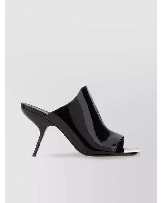 Ferragamo Black Leather Slide Mules Unique Heel