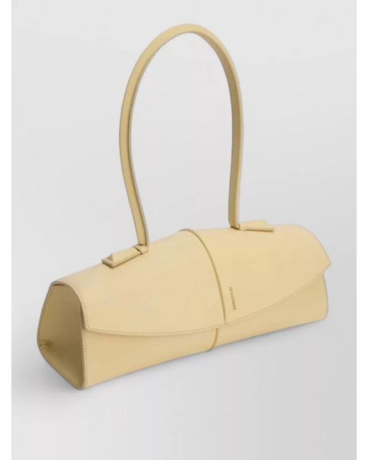 Jil Sander Natural Linea Leather Shoulder Bag Curved Flap
