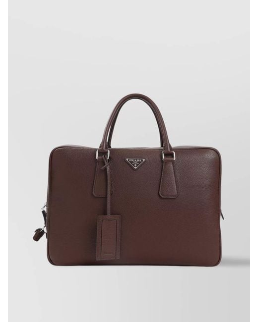 Prada Brown Leather Tote Bag for men
