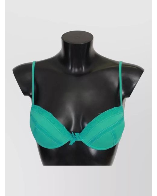 Ermanno Scervino Blue Cotton Lace Push Up Bra