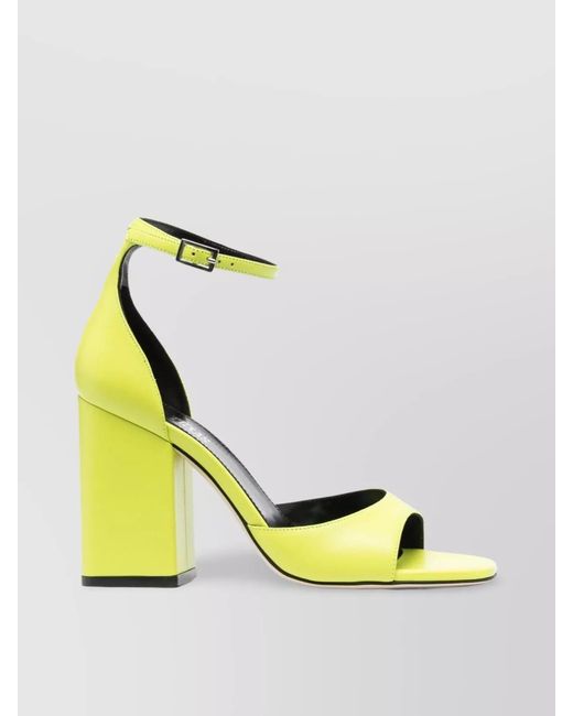Paris Texas Yellow Leather Block-Heel Sandals