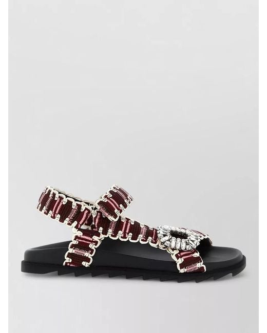 Roger Vivier Multicolor Slidy Trek Sandals Open Toe Textured Strap