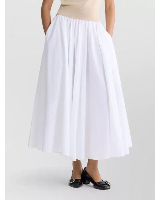 Patou White Silk Midi Skirt
