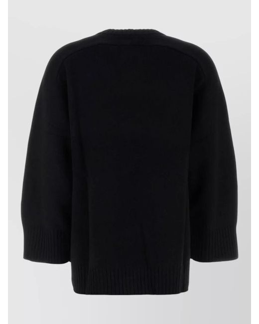 Loulou de Saison Black Cashmere Oversized Long-Sleeve Sweatshirt