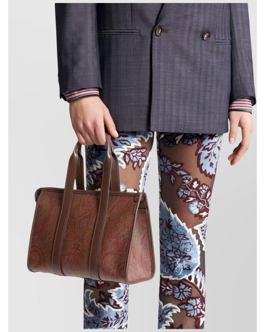 Etro Brown Canvas Tote Bag Paisley Print