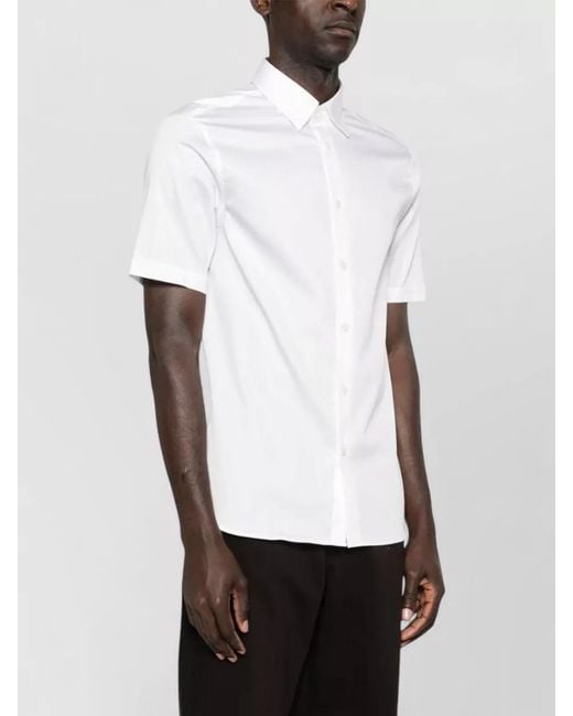 Emporio Armani White Cotton Shirt Straight Cut Collar Regular Fit for men