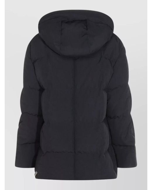 Jil Sander Black Hooded Long Down Jacket Quilted Hem