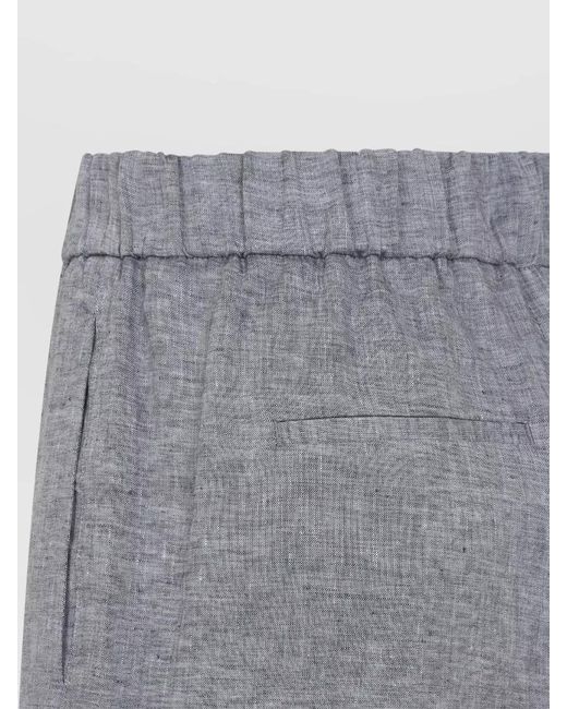 Peserico Gray Linen Straight Trousers