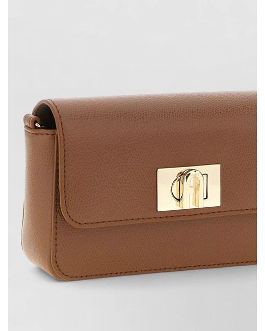 Furla Brown 1927 Mini Shoulder Bag Chain Strap