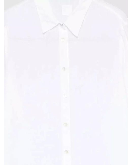 120% Lino White Linen Longline Shirt Dress Side Slits