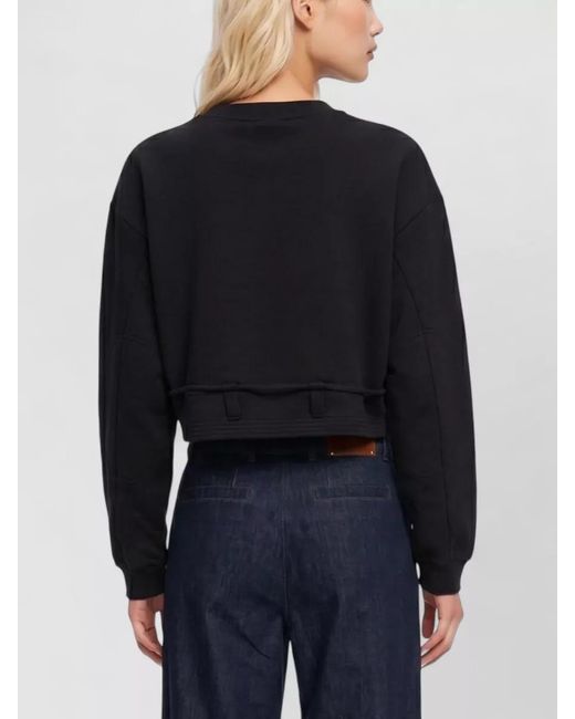 Dries Van Noten Black Cropped Cotton Sweatshirt