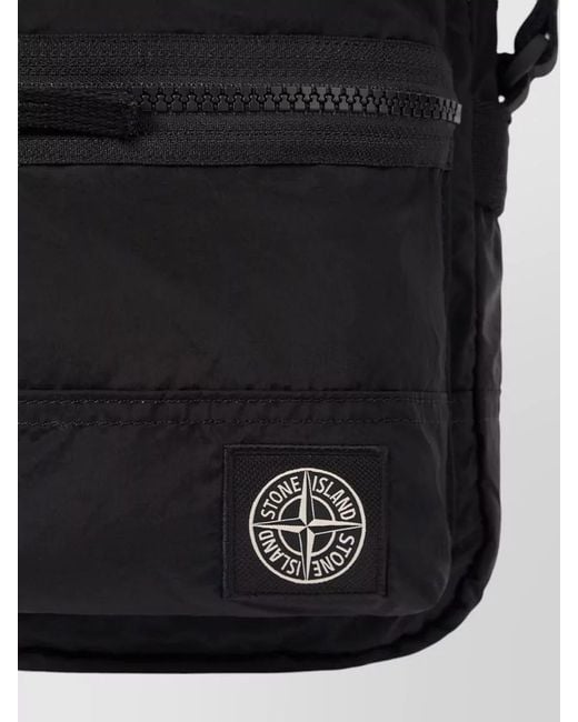 Stone Island Black Nylon Tape Shoulder Strap Crossbody Bag for men
