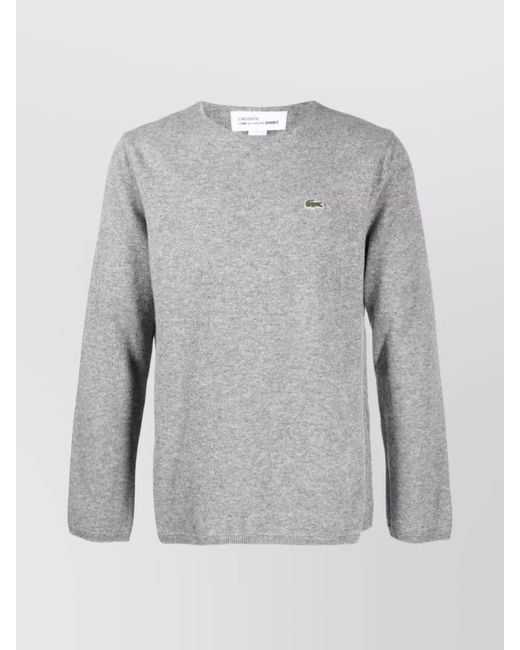 Comme des Garçons Gray Intarsia-Knit Logo Wool Jumper for men