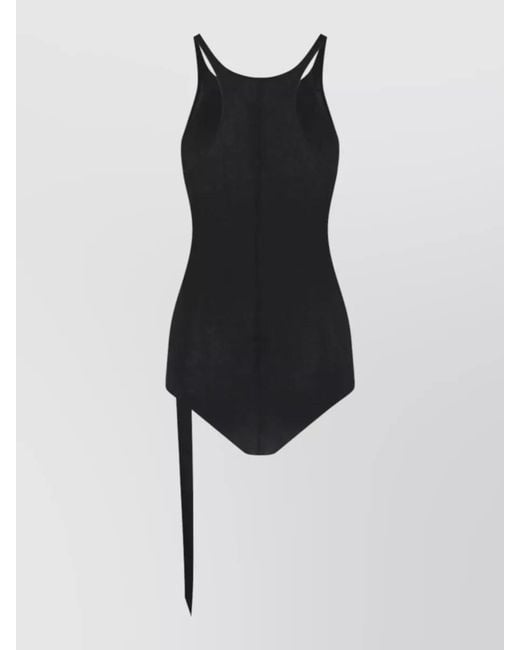 Rick Owens Black Beachwear Dress Round Neckline Side Tie