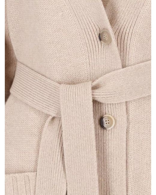 Malo Natural Crewneck Loungewear Robe Belted Waist