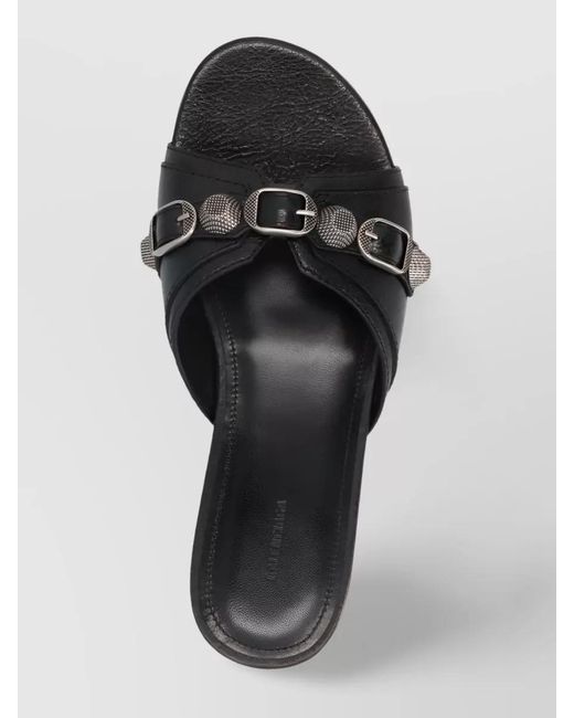 Balenciaga Black Leather Flat Sandals