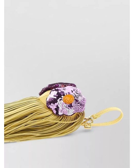 Fendi Metallic Floral Fringe Sequin Bucket Bag Charm