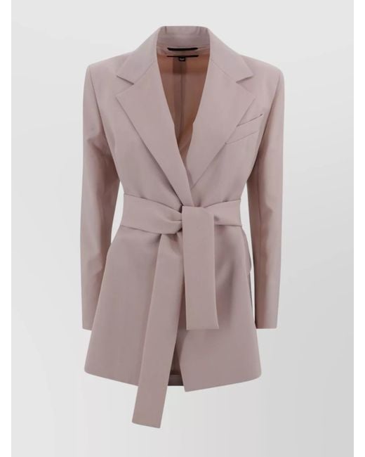 Weekend by Maxmara Pink Blazer Belted Waist Notched Lapel