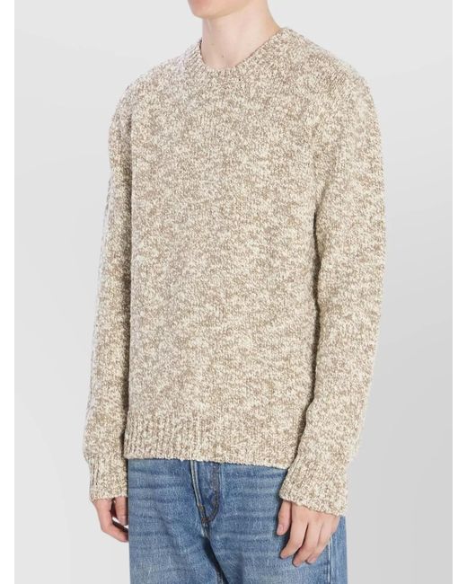 Dolce & Gabbana Natural Ribbed Trim Virgin Wool Blend Crew Neck Jumper for men