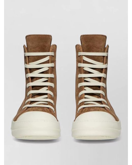 Rick Owens Brown Leather High-Top Sneakers for men