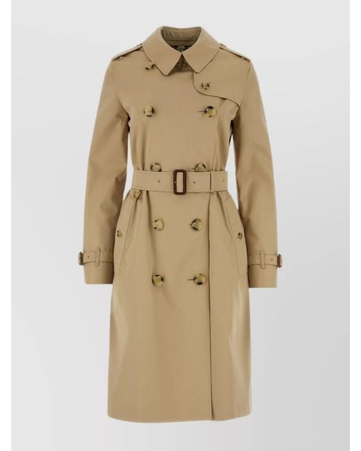 Burberry Natural Cotton Double-Breasted Belted Trench Coat