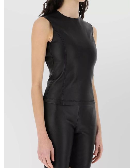 Loewe Black Lamb Leather Crew-Neck Top