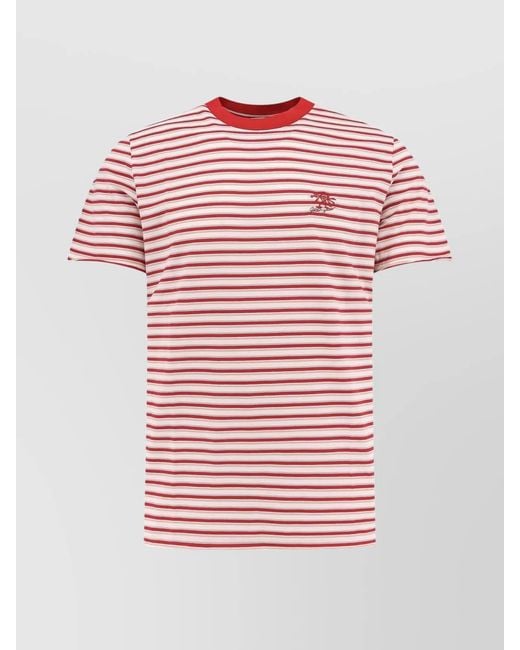 Golden Goose Deluxe Brand Red Striped Cotton Ribbed Crew-Neck Short-Sleeve T-Shirt for men