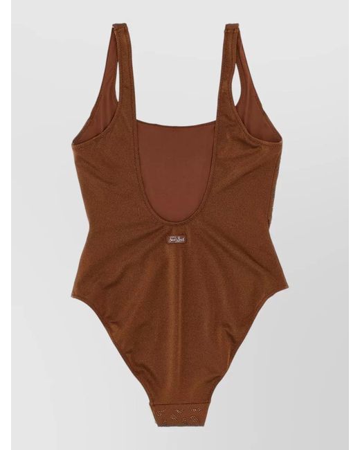 Mc2 Saint Barth Brown Rhinestone Animal-Print One-Piece Swimsuit