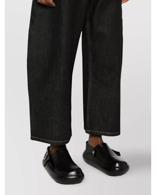 Studio Nicholson Black Wide Leg Cropped Denim Jeans