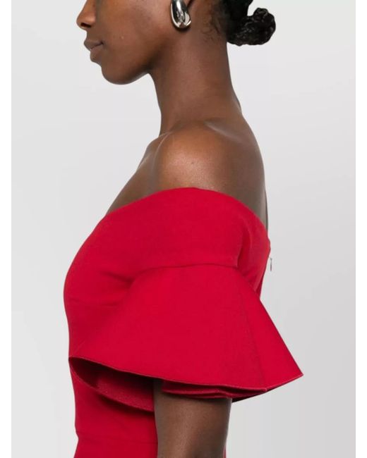 Solace London Red Cielo Maxi Dress Off Shoulder Ruffle
