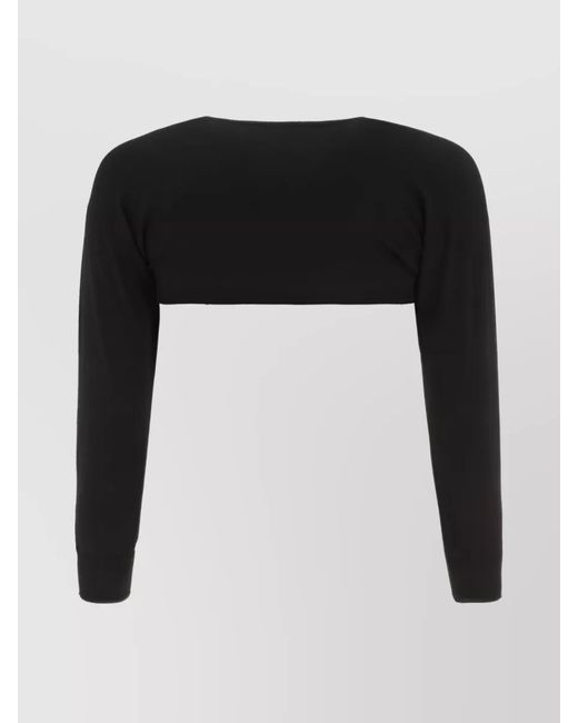 Dolce & Gabbana Black Cropped Round Neck Cardigan