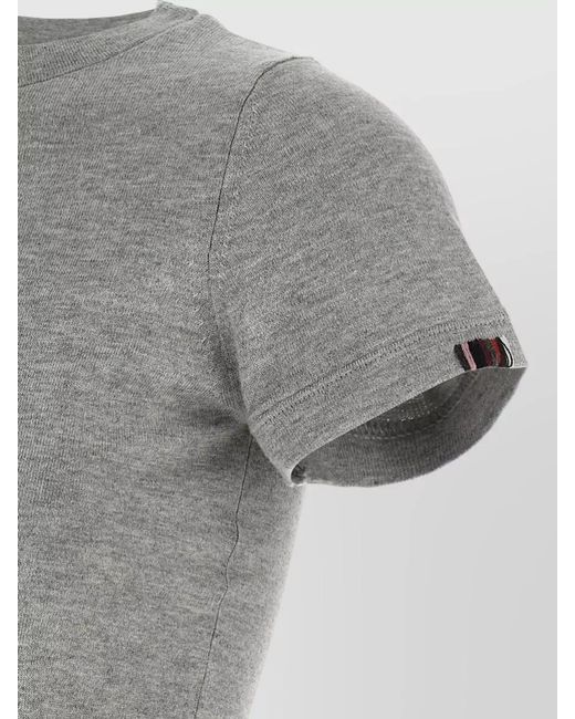 Extreme Cashmere Gray Cashmere Blend Ribbed Crew Neck Short-Sleeve T-Shirt