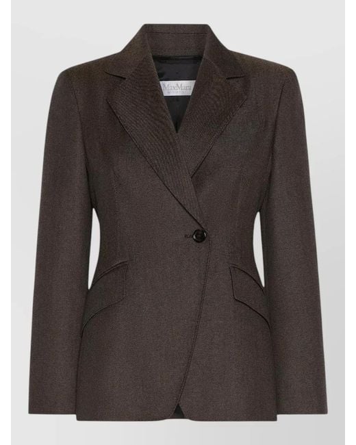 Max Mara Black Double Breasted Jacket Front Pockets Long Sleeves
