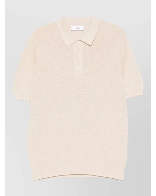 Lardini Natural Knitted Polo Shirt Short Sleeves Collar for men