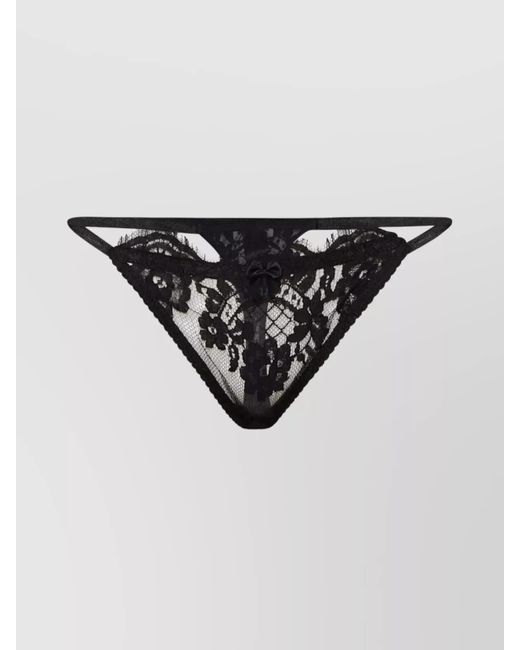 DSquared² Black Lace Thong Featuring Bow Accent