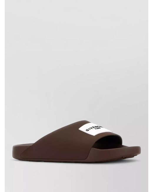 Givenchy Brown Rubber Label Open Toe Slide Sandals for men