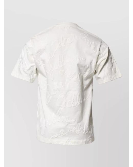 Dolce & Gabbana Natural Logo Embossed Cotton Crew Neck T-Shirt for men