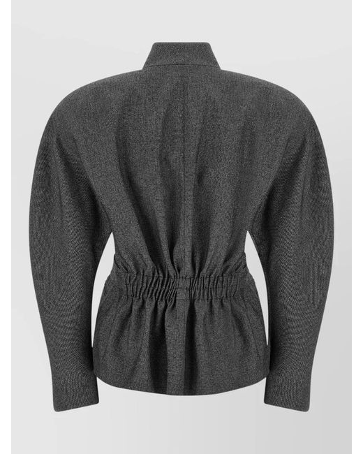 ANDAMANE Gray Margaux High Collar Belted Long Blazer