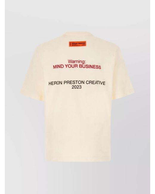 Heron Preston Natural Ribbed Cotton T-Shirt for men