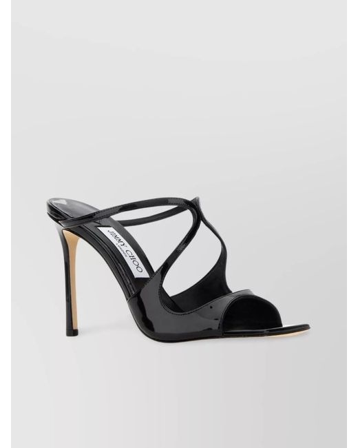 Jimmy Choo Black Leather Strappy Open Toe Mules