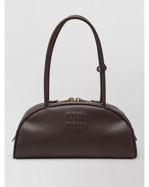 Miu Miu Brown Shoulder Bag Double Handles Leather Design