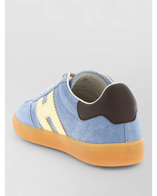Hogan Blue Calfskin Leather Low-Top Sneakers