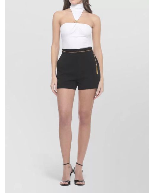 Elisabetta Franchi White Round Neck Sleeveless Body Ruched Detailing