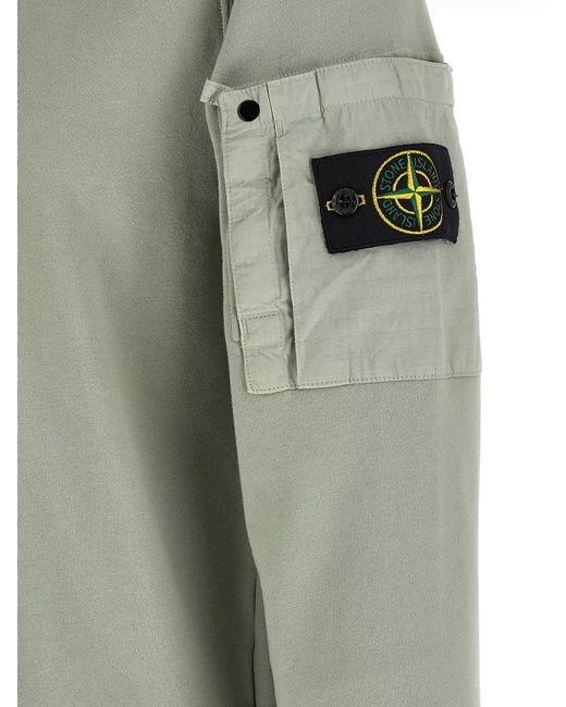 Stone Island Green Crew Neck Sweatshirt Long Sleeves for men