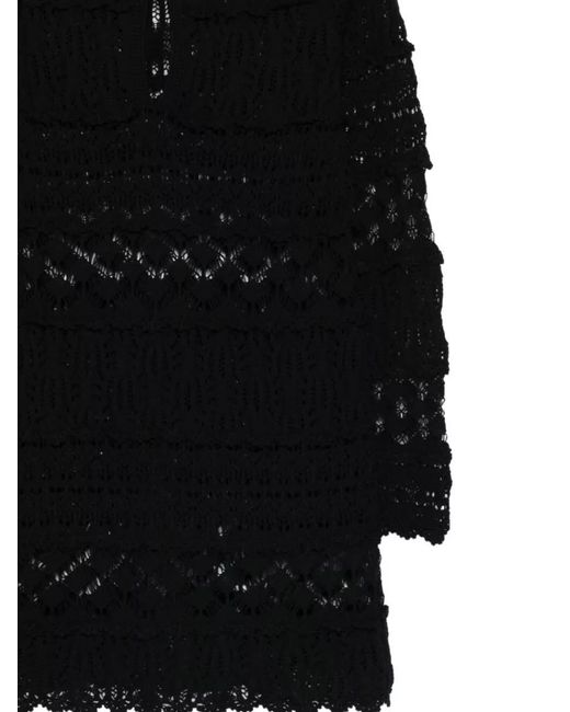 Semicouture Black Alvina Cotton Dress Lace Knit Mini