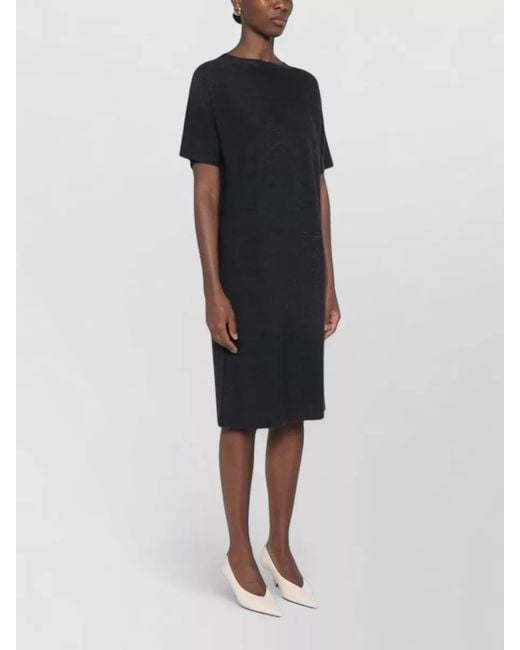 Fabiana Filippi Black Metallic Knit Short-Sleeve Mini Dress